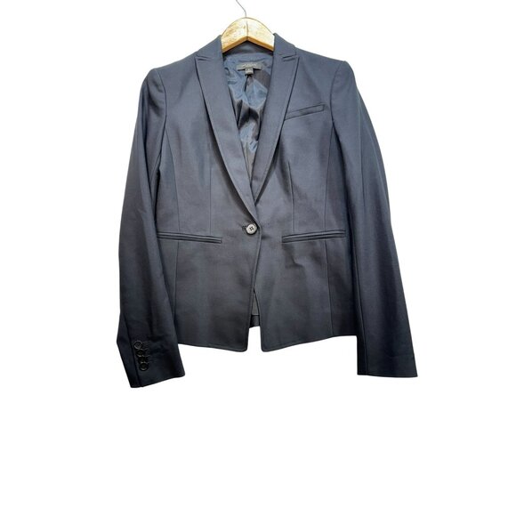 Ann Taylor Womens Blazer Size 0 Dark Navy Preppy Office Wear - Picture 7 of 9